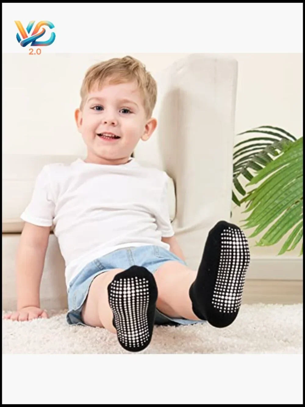 Baby Non Slip Grip Ankle Socks with Non Skid Soles for Infants Toddlers Kids
